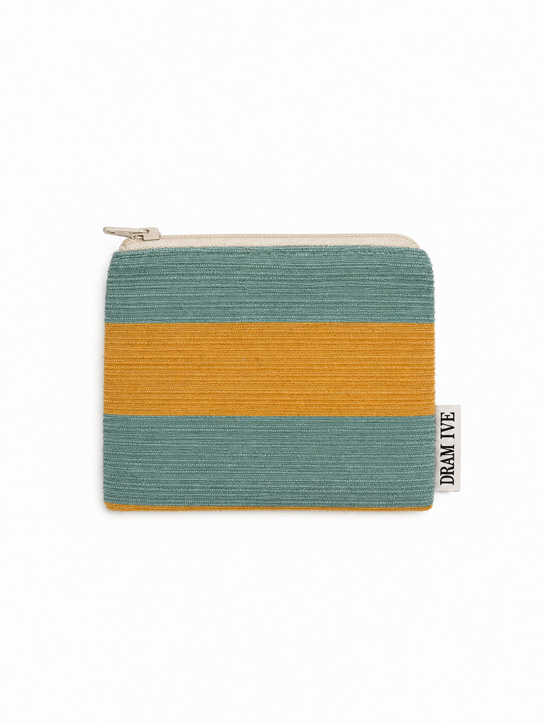 Mini Flat Pouch — Green & Yellow Stripes