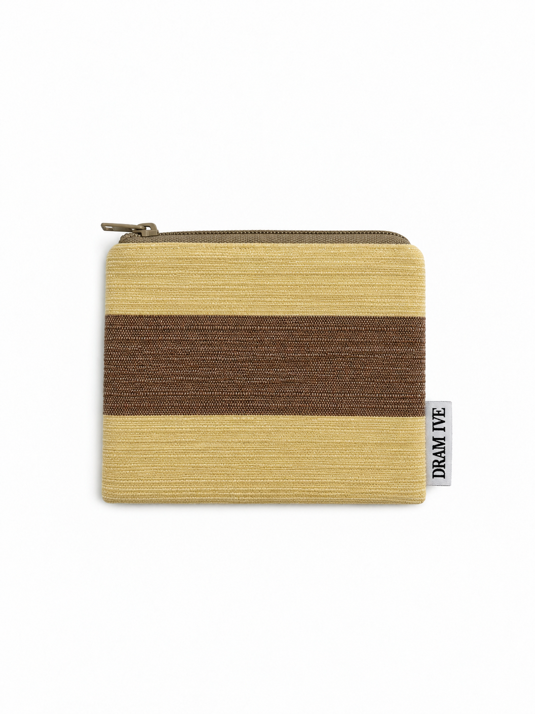 Mini Flat Pouch — Yellow & Brown Stripes