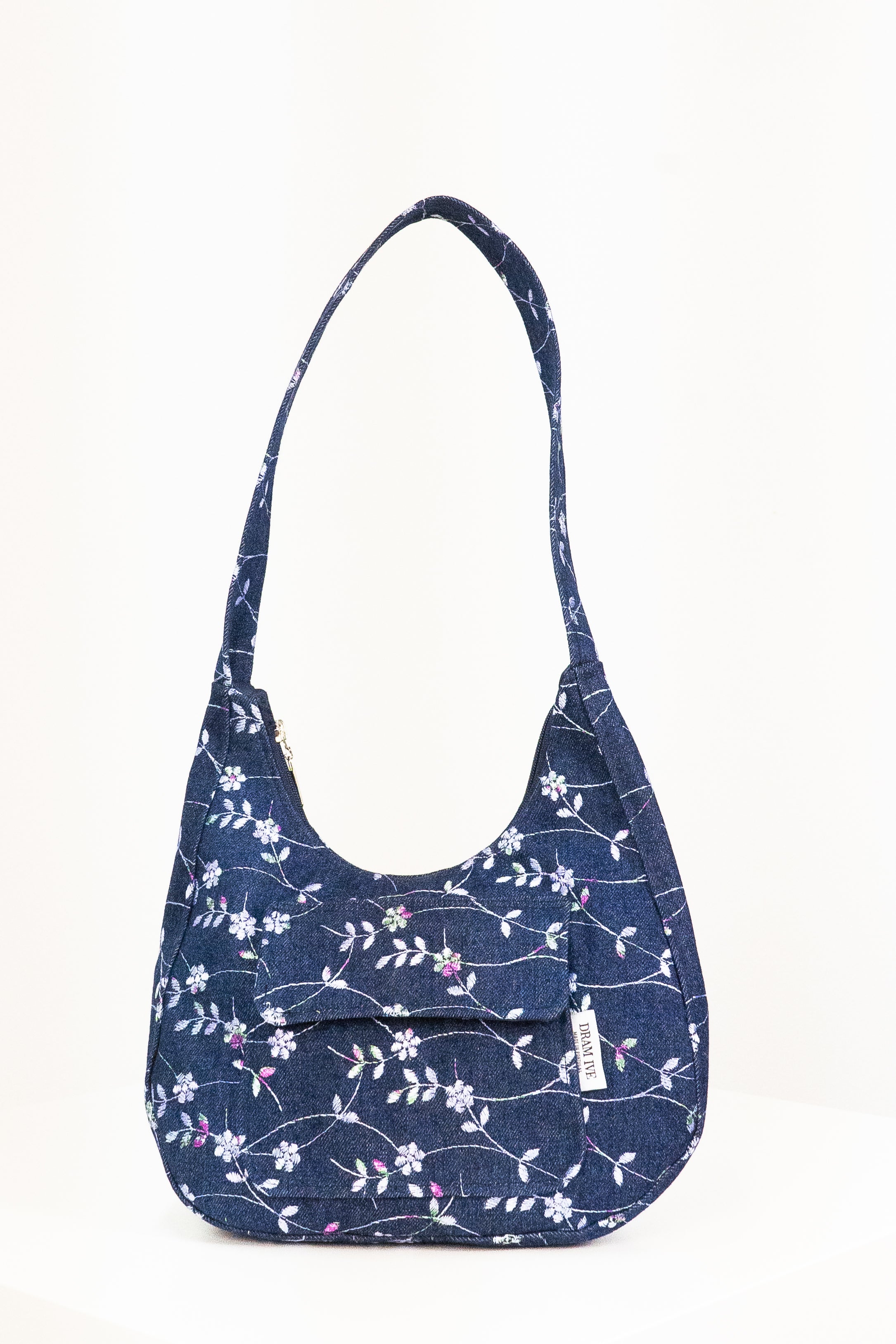 Bolsa de ombro de ganga bordada, floral