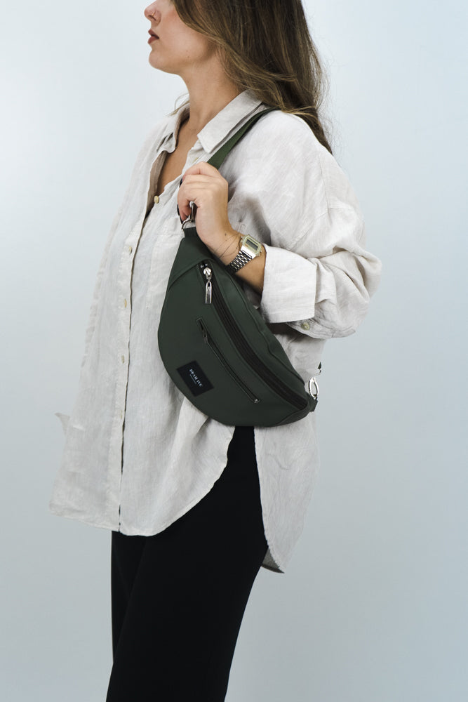 Bolsa de cintura duplo fecho verde tropa