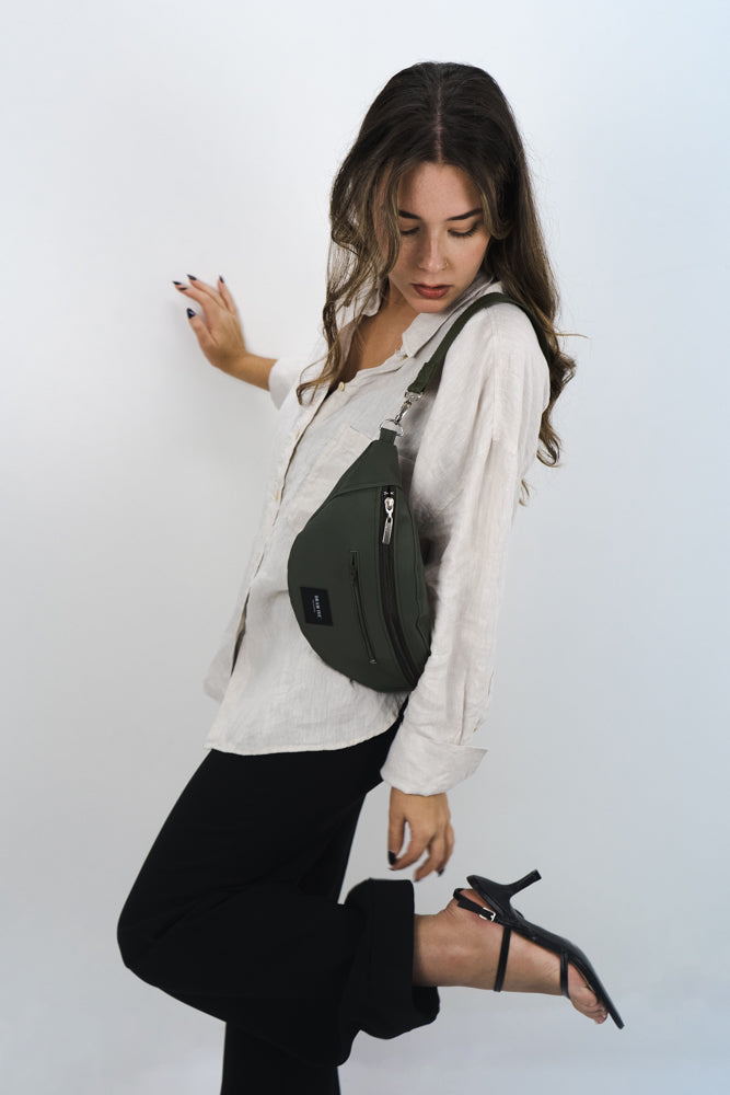 Bolsa de cintura duplo fecho verde tropa