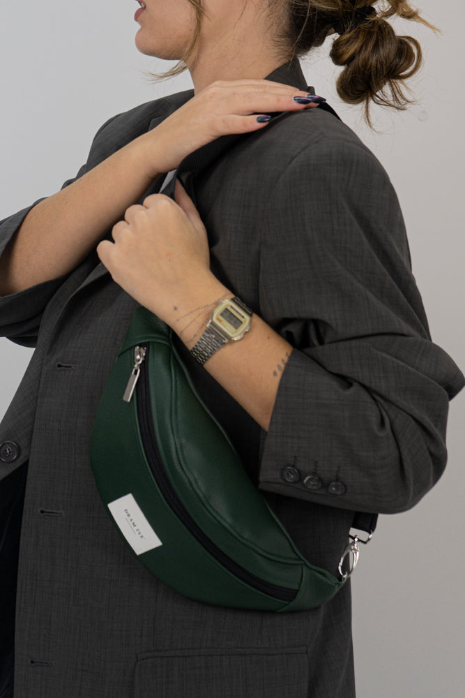 Green zipped waist bag