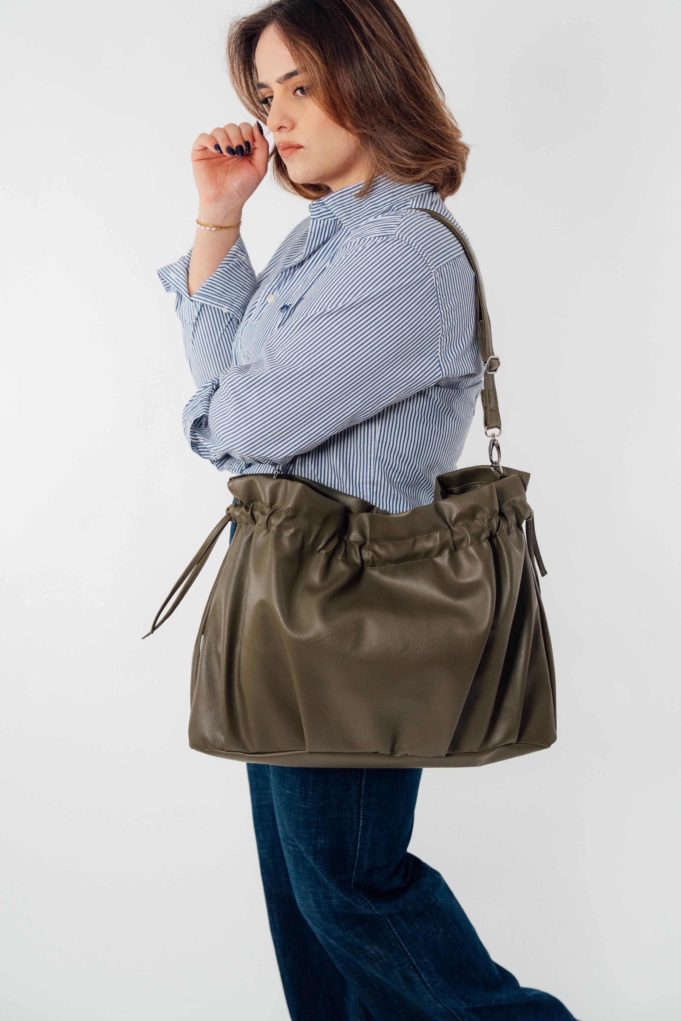 Nora Shoulder & Crossbody Bag – Olive green