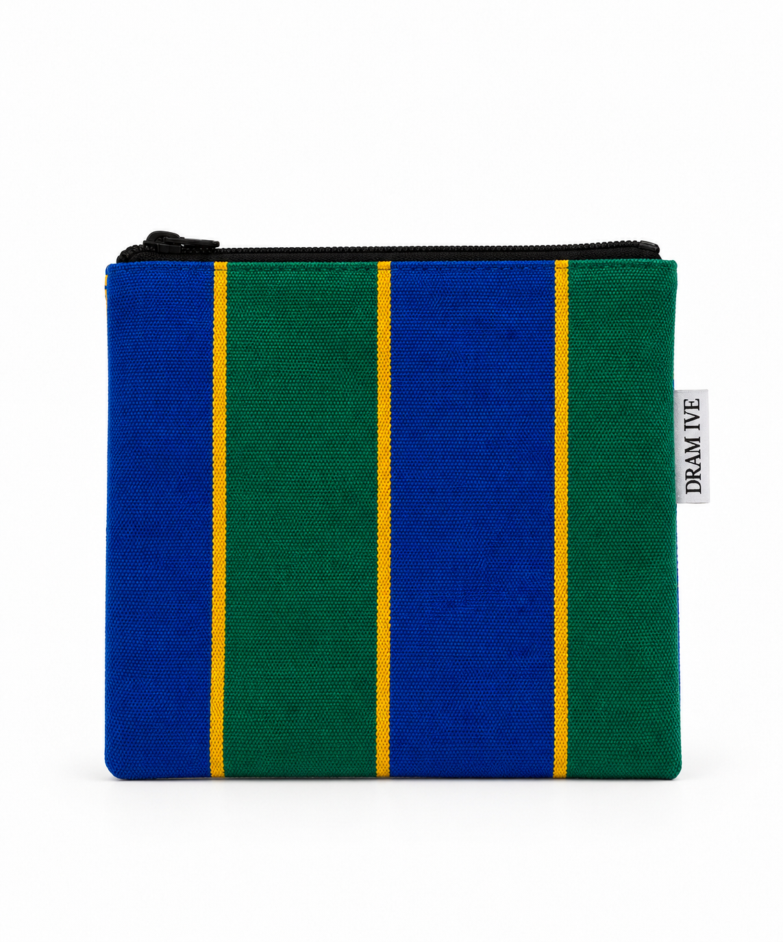 Medium Flat Necessaire - Blue, Green & Yellow Stripes