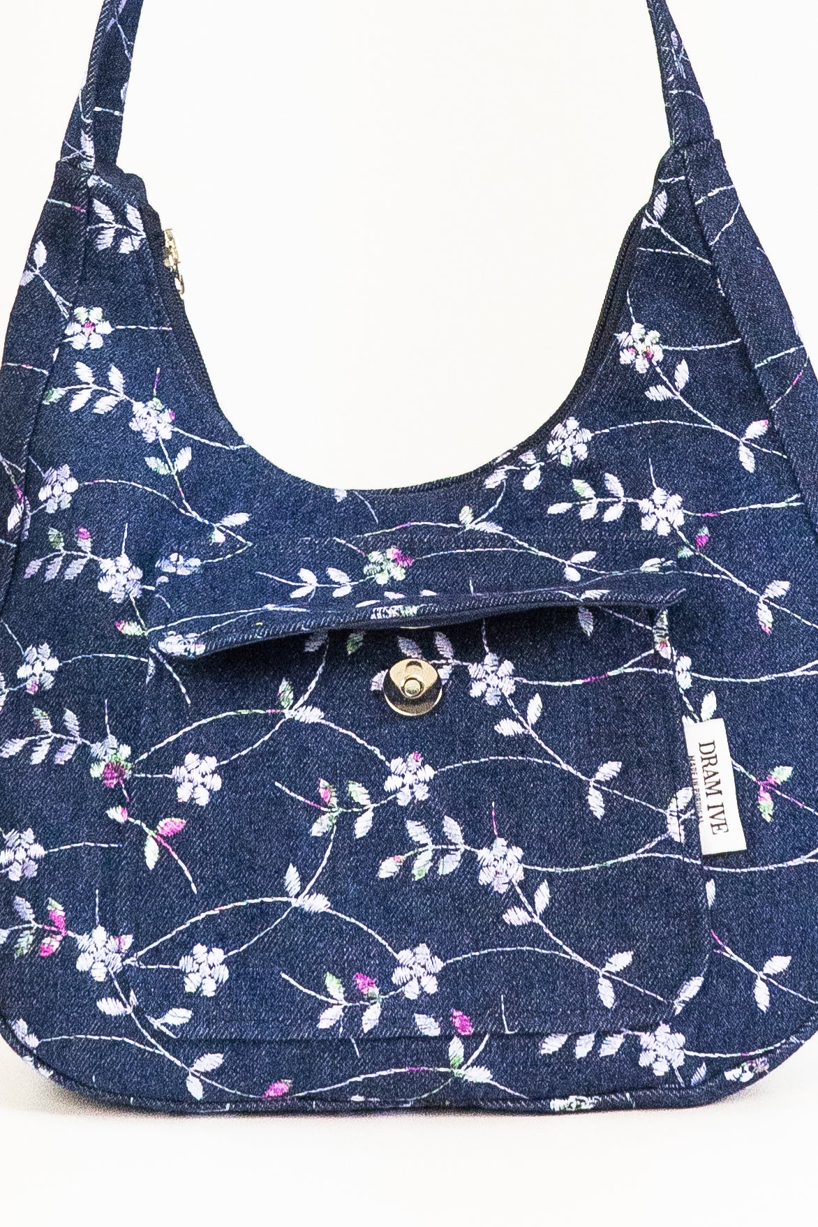 Bolsa de ombro de ganga bordada, floral