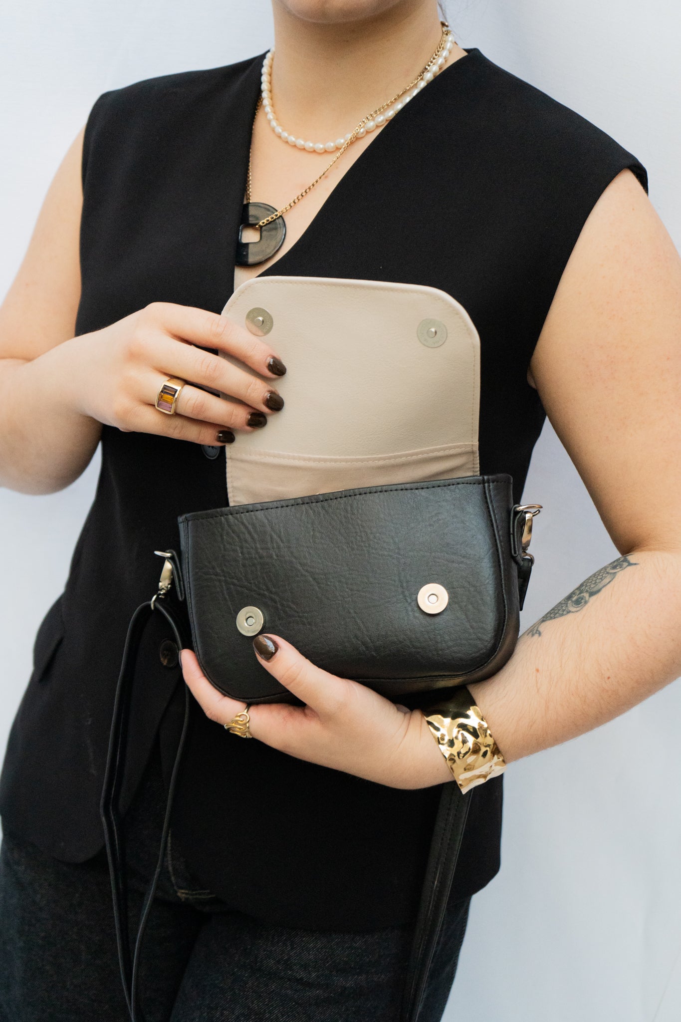 Serenna Mini Bag Preta e Bege