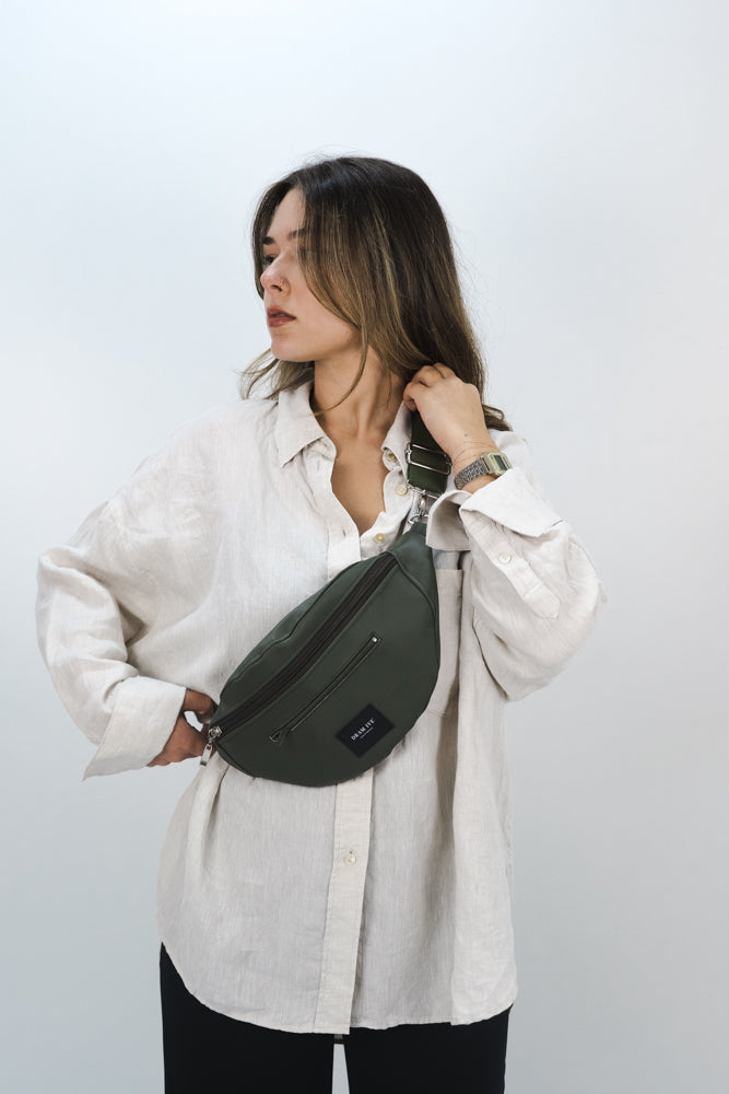 Bolsa de cintura duplo fecho verde tropa