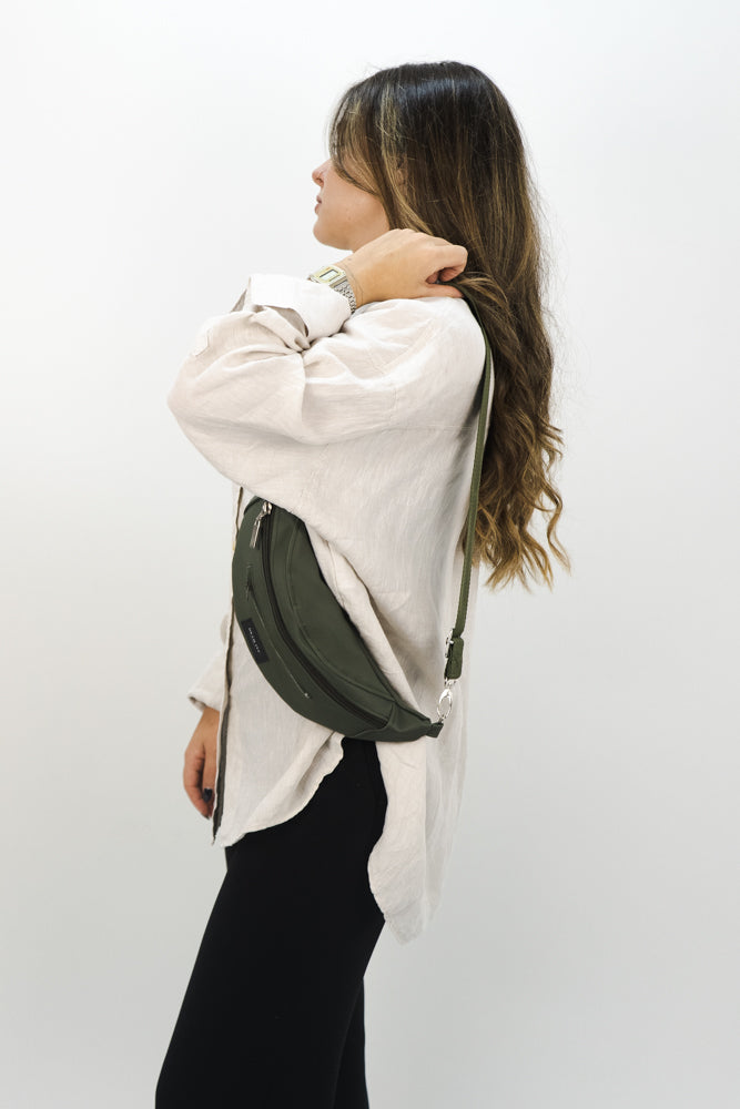 Bolsa de cintura duplo fecho verde tropa