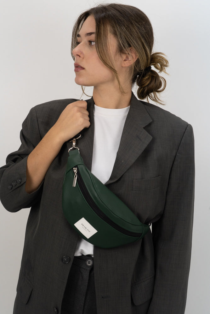 Green zipped waist bag 