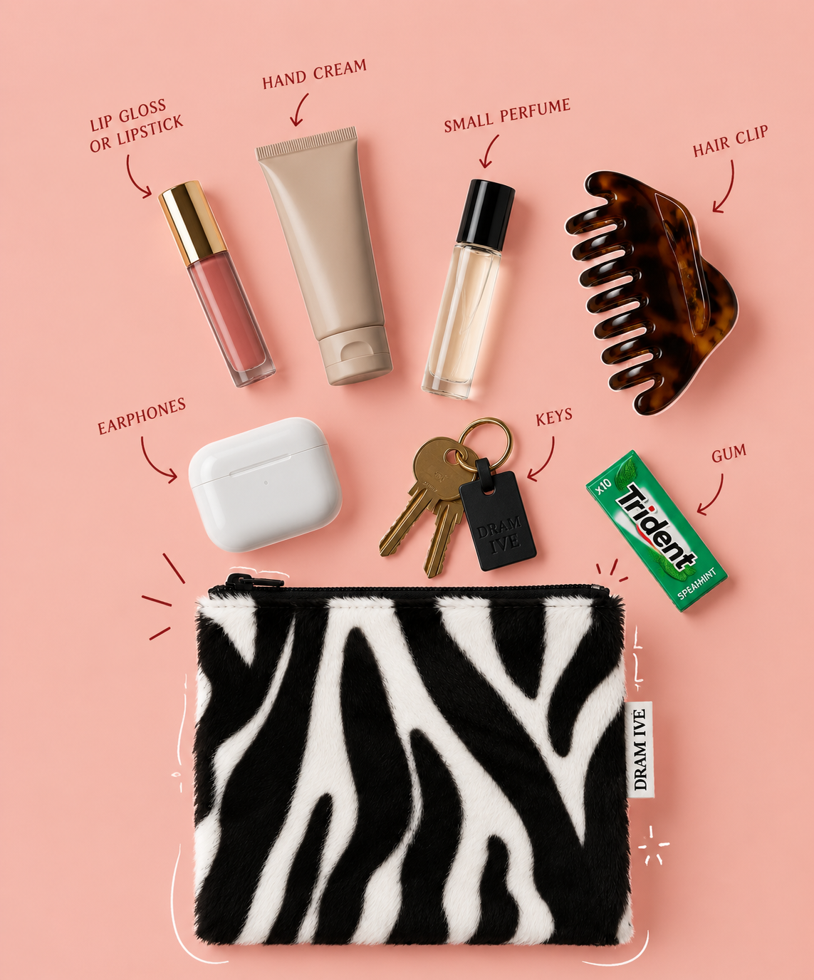 Medium Flat Necessaire - Black & White