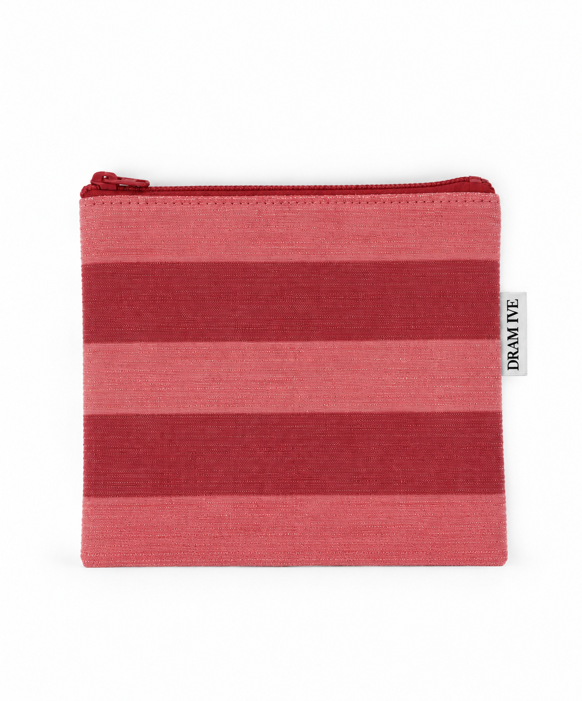 Medium Flat Necessaire - Red & Pink Stripes
